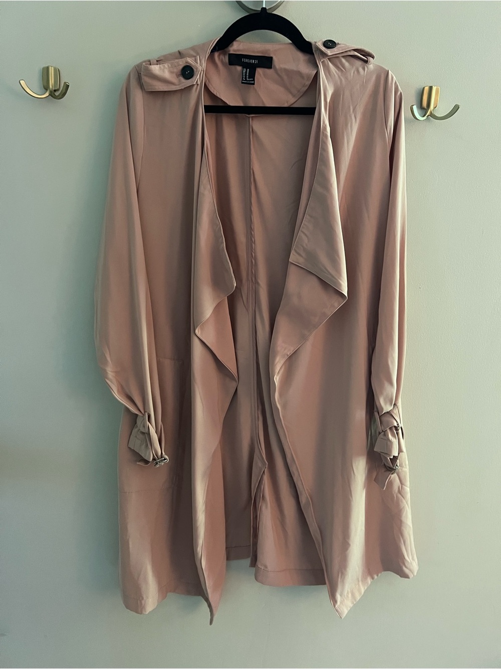 Forever 21 Blush Pink Waterfall Trench Coat